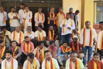 ಕೆರೆ ಒತ್ತುವರಿದಾರರ ವಿರುದ್ಧ ಕರವೇ ಪ್ರತಿಭಟನೆ