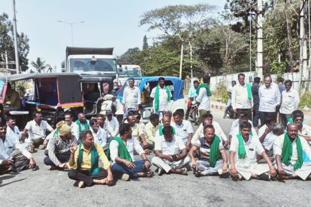 ಪಂಪ್ ಸೆಟ್ ಗಳಿಗೆ ವಿದ್ಯುತ್ ಕಡಿತ ವಿರೋಧಿಸಿ ರೈತರಿಂದ ಹೆದ್ದಾರಿ ತಡೆ