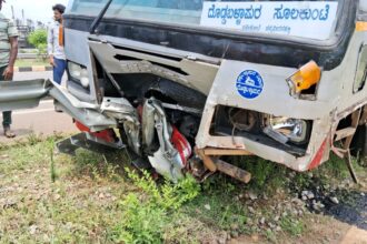ಕೆ.ಎಸ್.ಆರ್.ಟಿ.ಸಿ ಬಸ್ ಟೈರ್ ಸ್ಫೋಟ ತಪ್ಪಿದ ಬಾರಿ ಅನಾಹುತ