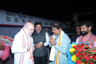 ಕೇಂದ್ರ ಗೃಹ ಸಚಿವ ಅಮಿತ್ ಶಾ ಗೆ ಅದ್ಧೂರಿ ಸ್ವಾಗತ