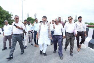 ಮೇಲ್ಸೇತುವೆ ಕಾಮಗಾರಿ ಪರಿಶೀಲಿಸಿದ ಡಿಸಿಎಂ ಡಿಕೆಶಿ