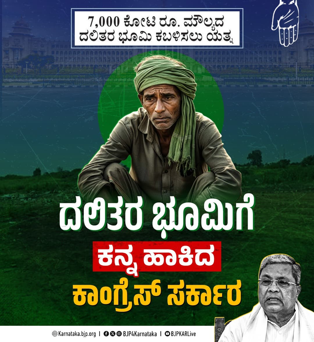 7 ಸಾವಿರ ಕೋಟಿ ಮೌಲ್ಯದ ದಲಿತರ ಭೂಮಿ ಕಬಳಿಸಲು ಯತ್ನಿಸಿದ ಕಾಂಗ್ರೆಸ್ ಸರ್ಕಾರ