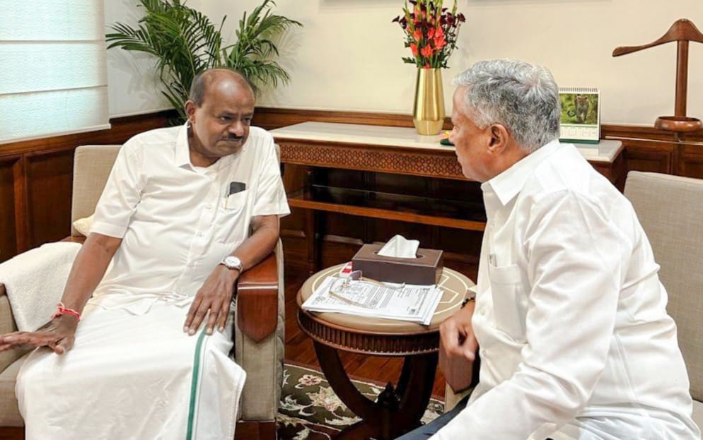 ಕೇಂದ್ರ ಸಚಿವರಾದ ಕುಮಾರಸ್ವಾಮಿ-ಸೋಮಣ್ಣ ಮಹತ್ವದ ಚರ್ಚೆ