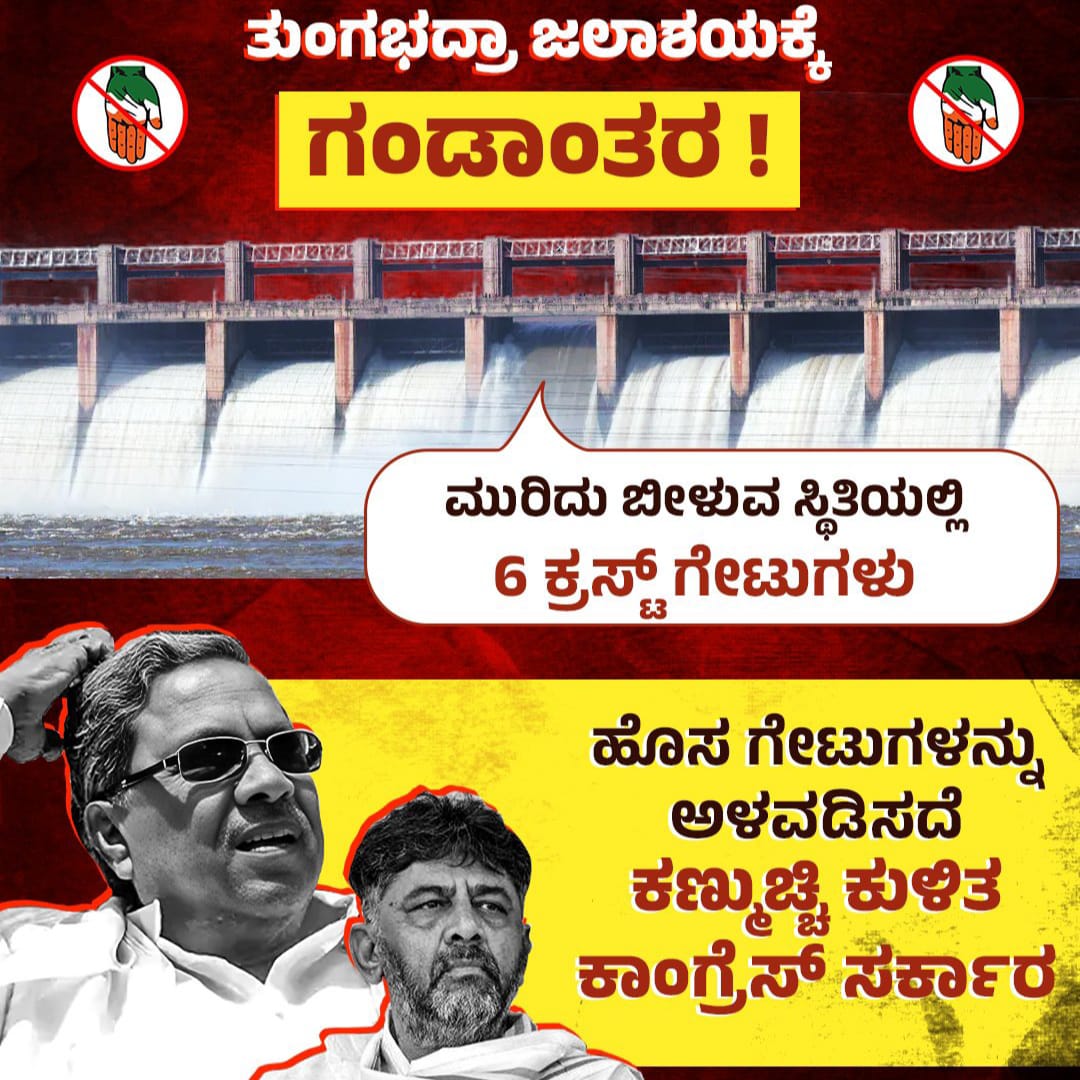 ತುಂಗಭದ್ರಾ ಡ್ಯಾಂ 6 ಕ್ರಸ್ಟ್‌ ಗೇಟ್‌ಗಳಲ್ಲಿ ದೋಷ, ಆತಂಕದಲ್ಲಿ ರೈತರು