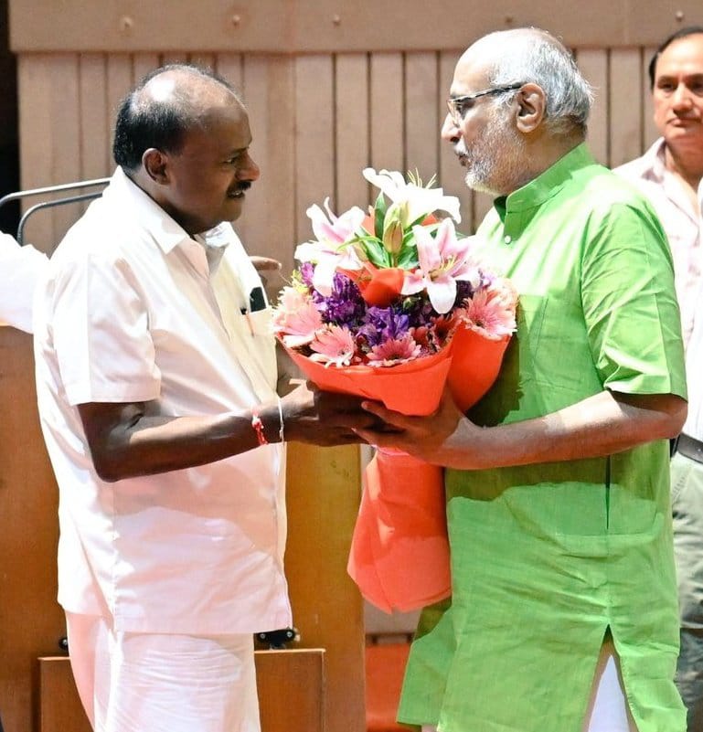 ಎನ್ ಡಿಎ ಅಭ್ಯರ್ಥಿ ಅಭಿನಂದಿಸಿದ ಕೇಂದ್ರ ಸಚಿವ ಕುಮಾರಸ್ವಾಮಿ