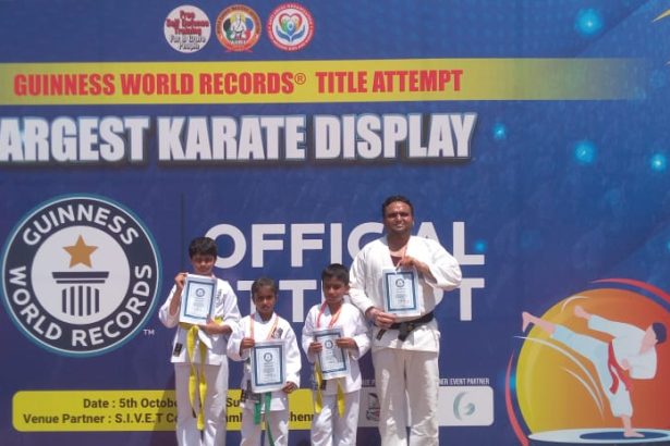 ಕರಾಟೆ ಅಕಾಡೆಮಿ ವಿದ್ಯಾರ್ಥಿಗಳಿಂದ ಗಿನ್ನೀಸ್ ದಾಖಲೆ
