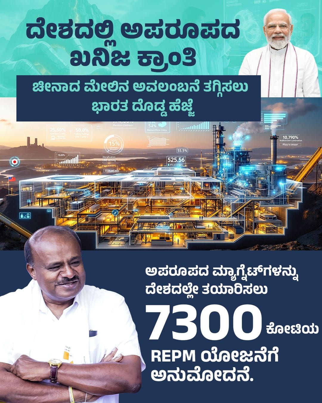 7280 ಕೋಟಿ ಗಳಲ್ಲಿ ಆಯಸ್ಕಾಂತ ಉತ್ಪಾದನಾ ಘಟಕ ಆರಂಭ-ಕುಮಾರಸ್ವಾಮಿ