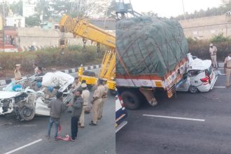 ಭೀಕರ ಅಪಘಾತ, ಮೂವರು ಟೆಕ್ಕಿಗಳು ಸ್ಥಳದಲ್ಲೇ ಸಾವು