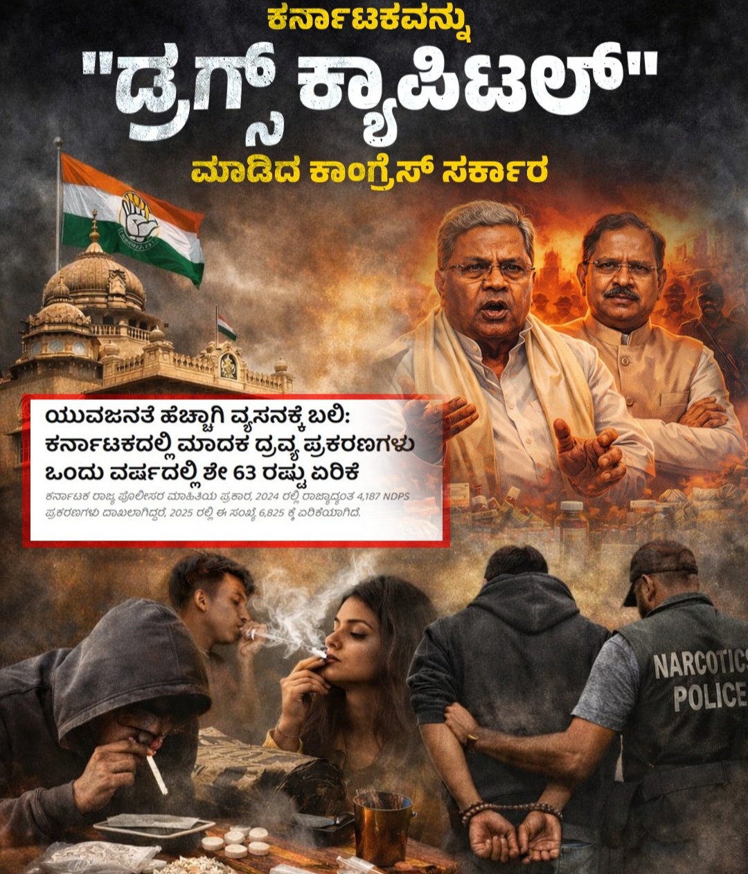 “ಡ್ರಗ್ಸ್‌ ಕ್ಯಾಪಿಟಲ್‌” ಆಗಿ ಮಾರ್ಪಟ್ಟ ಕಾಂಗ್ರೆಸ್ ಅರಾಜಕತೆಯ ಆಡಳಿತ