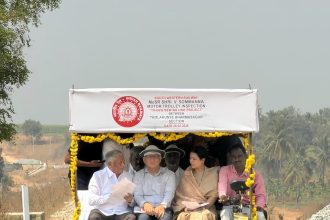 ತುಮಕೂರು –ಚಿತ್ರದುರ್ಗ-ದಾವಣಗೆರೆ ನೂತನ ರೈಲ್ವೆ ಮಾರ್ಗ ಪರಿಶೀಲಿಸಿದ ಸೋಮಣ್ಣ