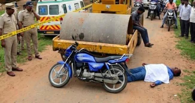 ರೋಡ್ ರೋಲರ್ ಹರಿದು ಬೈಕ್ ಸವಾರ ಸಾವು