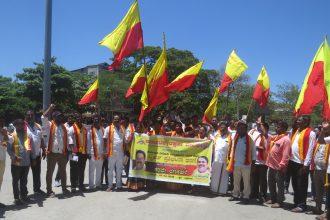 ಕರ್ನಾಟಕ ವಿರೋಧಿ ರಾಜ್ಯಪಾಲರ ನಡೆ ಖಂಡಿಸಿ ಕರವೇ ಬೃಹತ್ ಪ್ರತಿಭಟನೆ